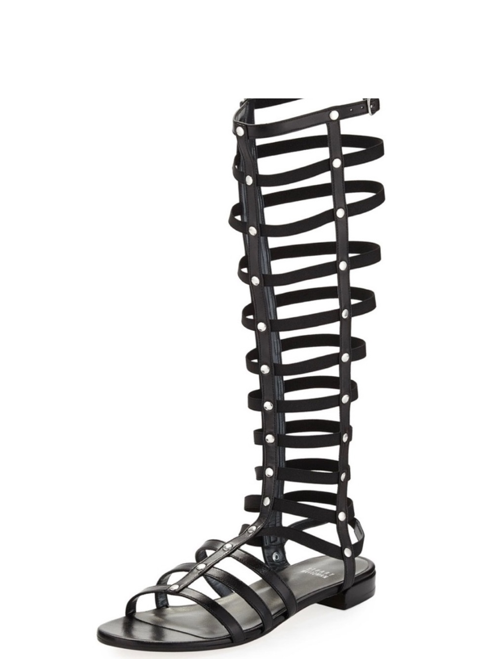 Stuart Weitzman Black Strappy Knee-High Gladiator Sandals - Picture 4 of 15